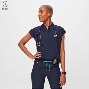 Figs: Women's Navy FREEX Rafaela scrub top